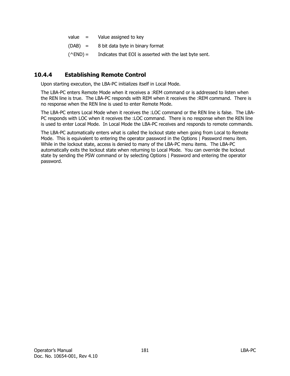 Establishing remote control | SIGMA LBA-708 User Manual | Page 181 / 281