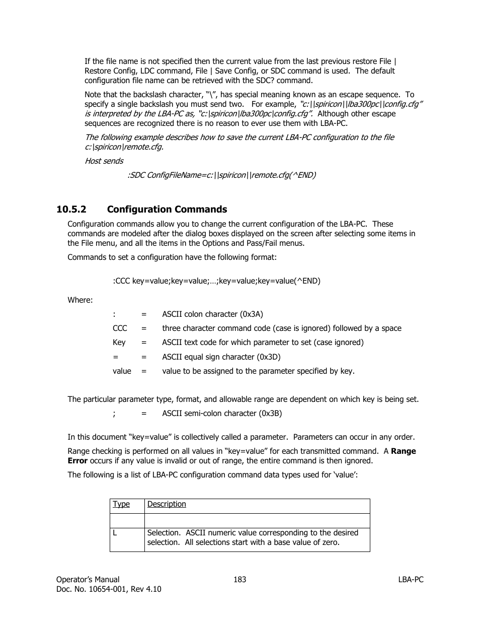 Configuration commands | SIGMA LBA-708 User Manual | Page 183 / 281