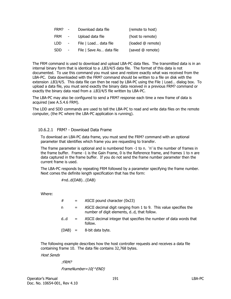 Frm? - download data frame | SIGMA LBA-708 User Manual | Page 191 / 281