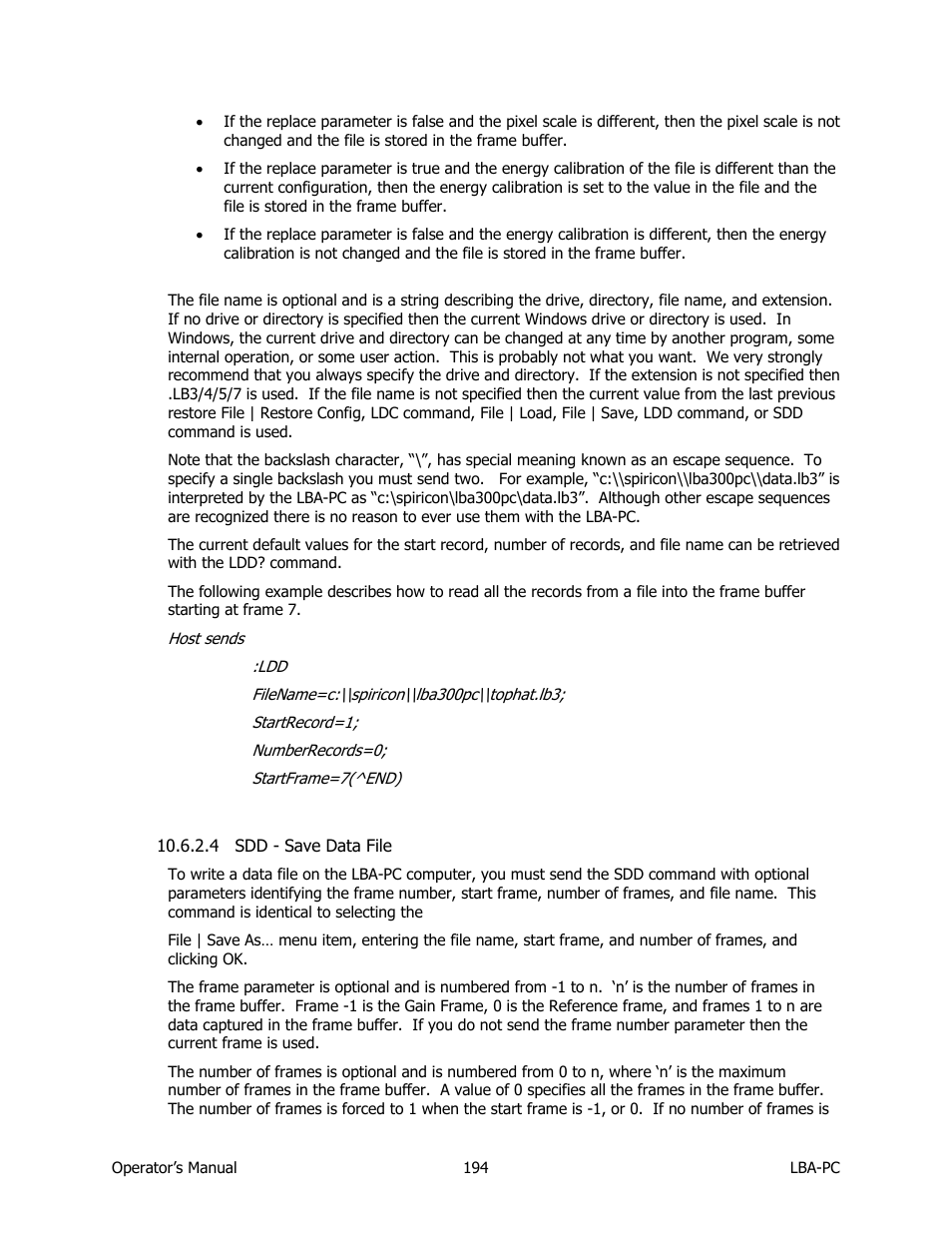 Sdd - save data file | SIGMA LBA-708 User Manual | Page 194 / 281