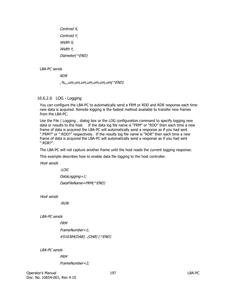 Log - logging | SIGMA LBA-708 User Manual | Page 197 / 281