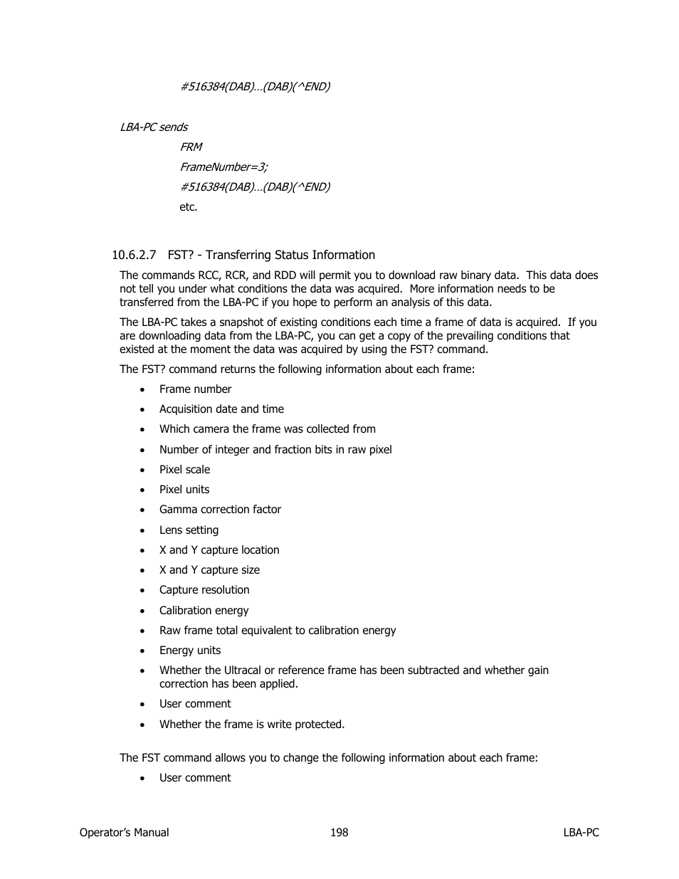 Fst? - transferring status information | SIGMA LBA-708 User Manual | Page 198 / 281