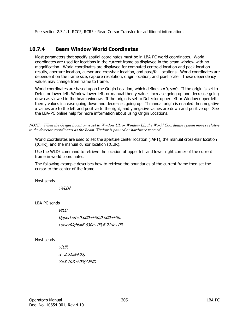 Beam window world coordinates | SIGMA LBA-708 User Manual | Page 205 / 281