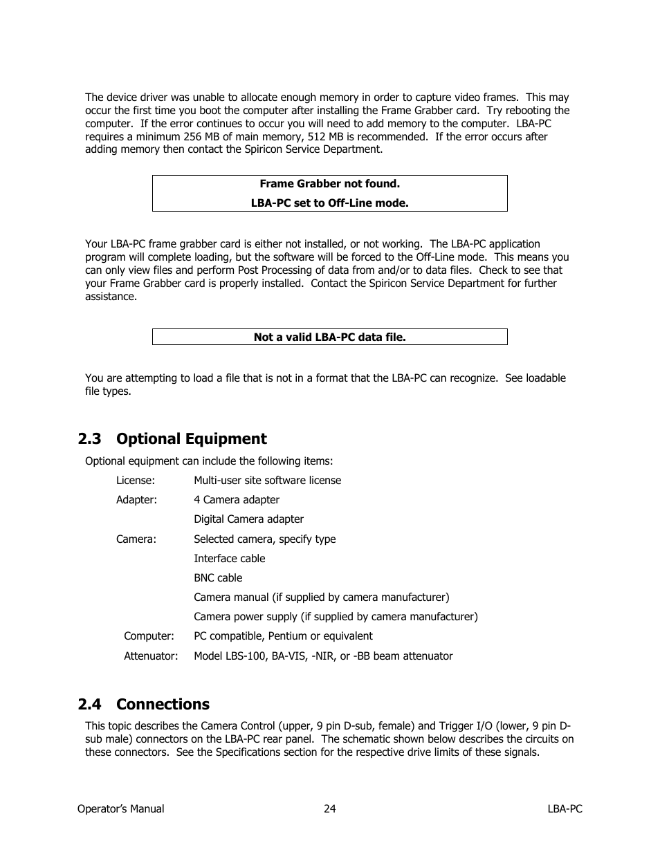 Optional equipment, Connections, 3 optional equipment | 4 connections | SIGMA LBA-708 User Manual | Page 24 / 281