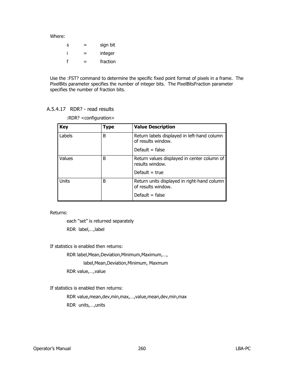 Rdr? - read results | SIGMA LBA-708 User Manual | Page 260 / 281