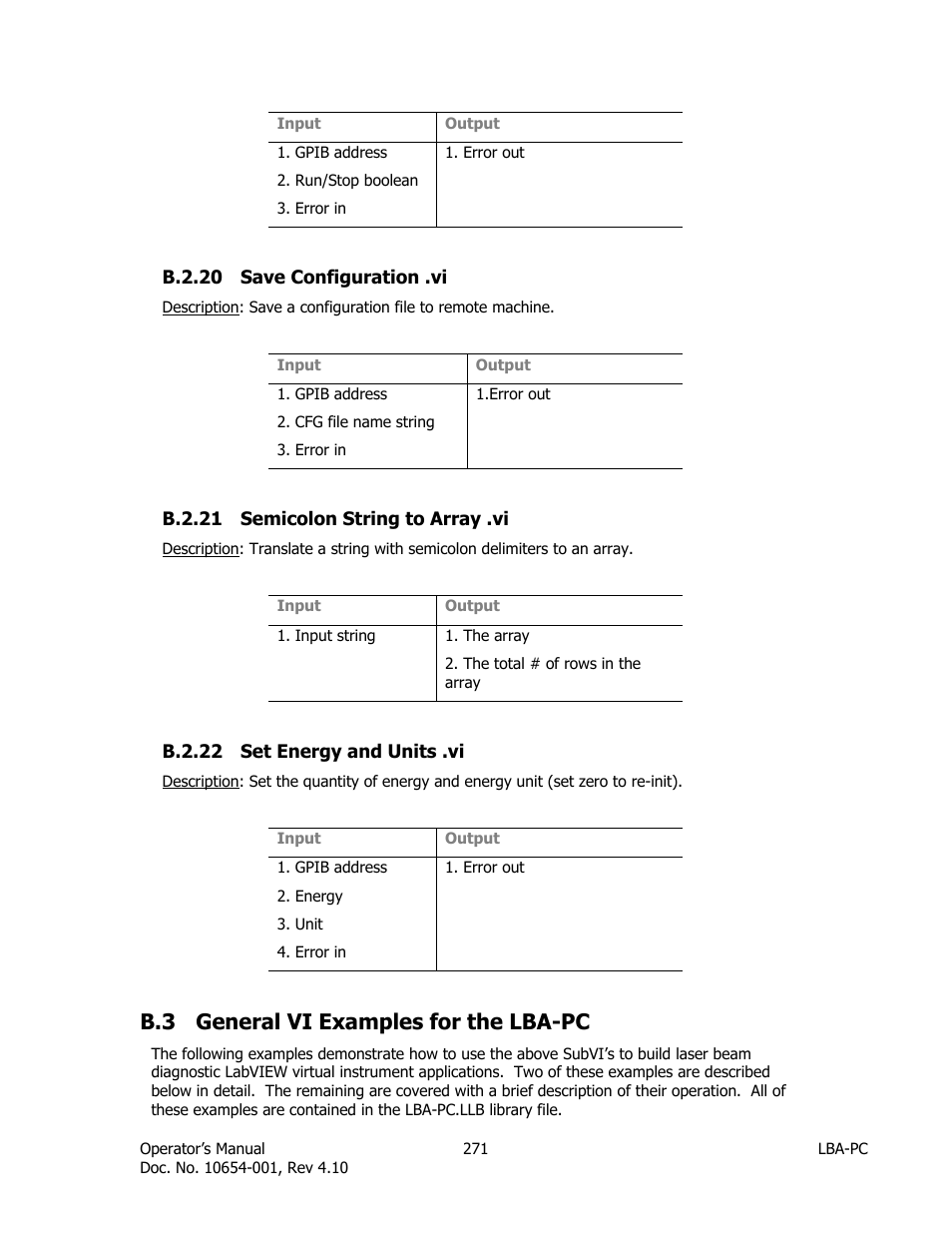 Save configuration .vi, Semicolon string to array .vi, Set energy and units .vi | General vi examples for the lba-pc, B.3 general vi examples for the lba-pc | SIGMA LBA-708 User Manual | Page 271 / 281