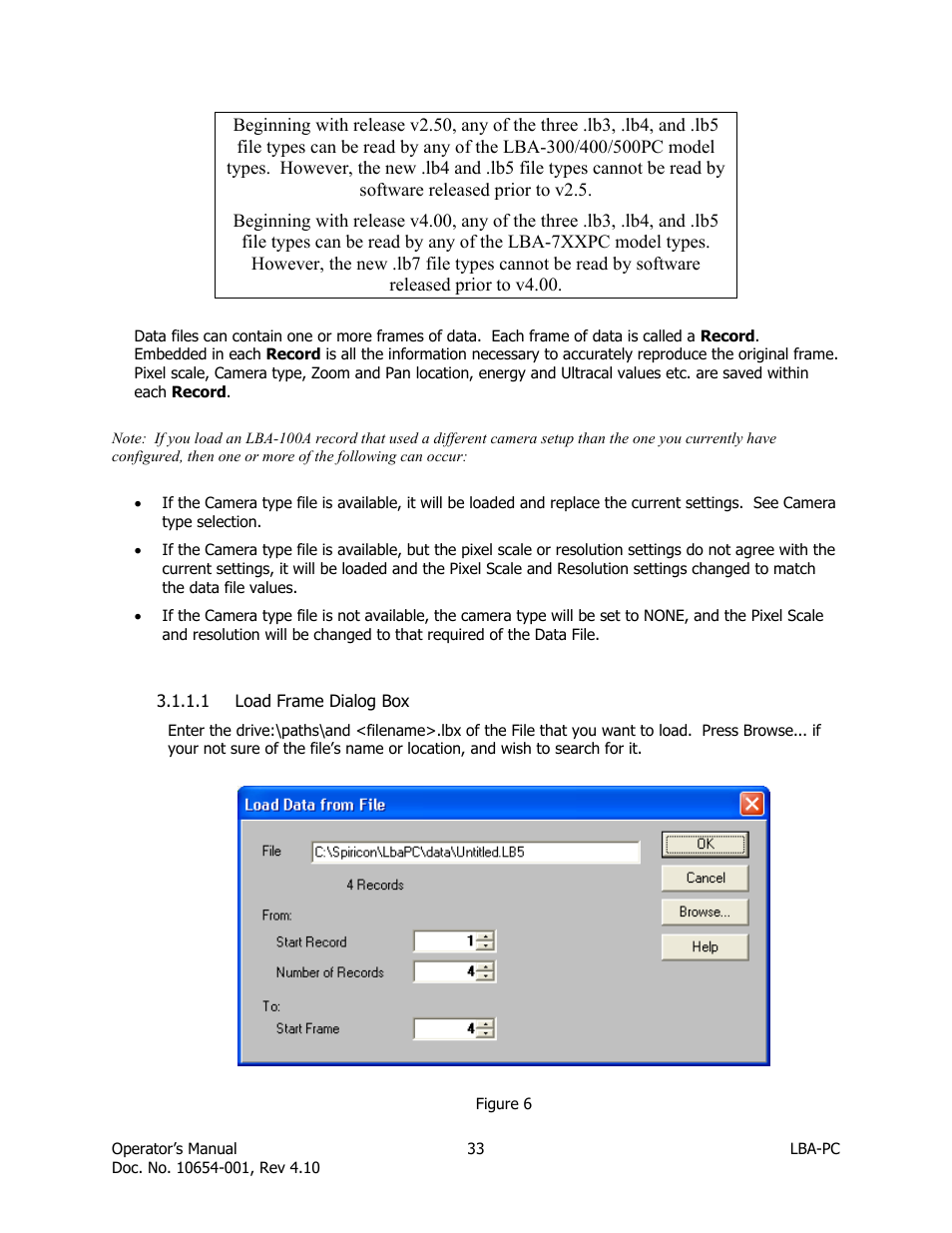 Load frame dialog box | SIGMA LBA-708 User Manual | Page 33 / 281