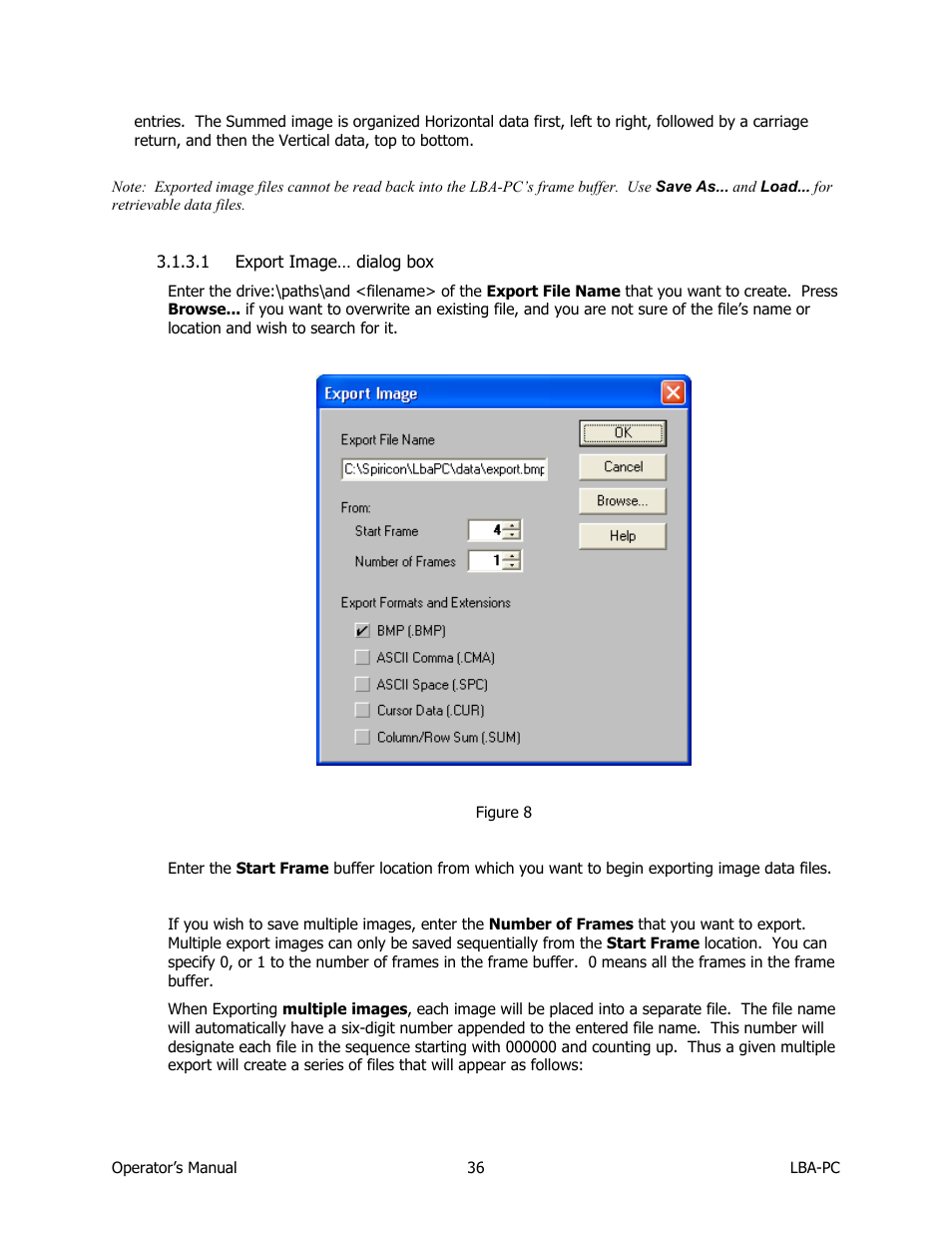 Export image… dialog box | SIGMA LBA-708 User Manual | Page 36 / 281
