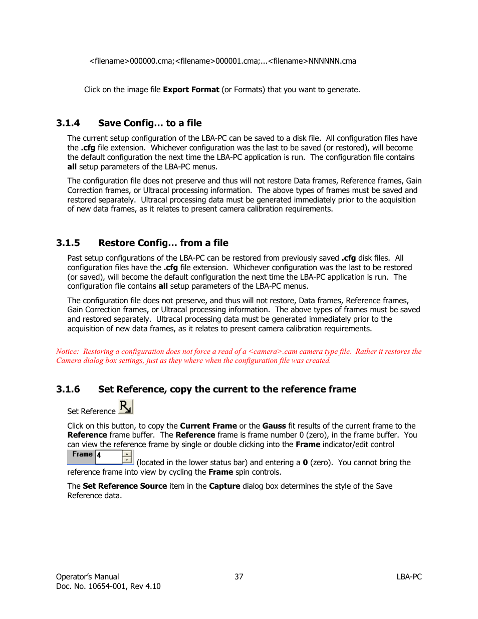 Save config… to a file, Restore config… from a file | SIGMA LBA-708 User Manual | Page 37 / 281