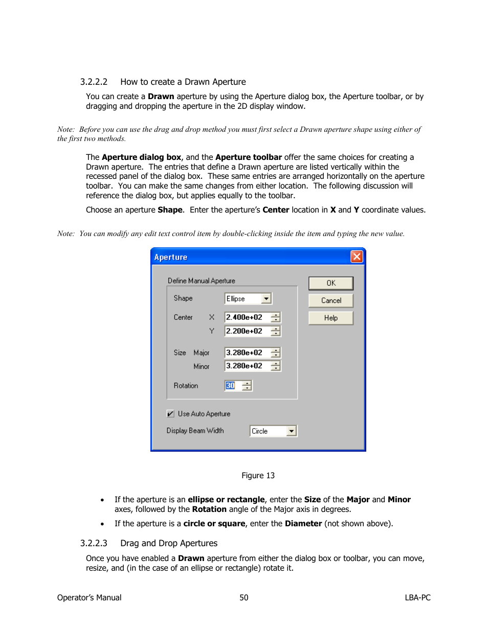 How to create a drawn aperture, Drag and drop apertures | SIGMA LBA-708 User Manual | Page 50 / 281