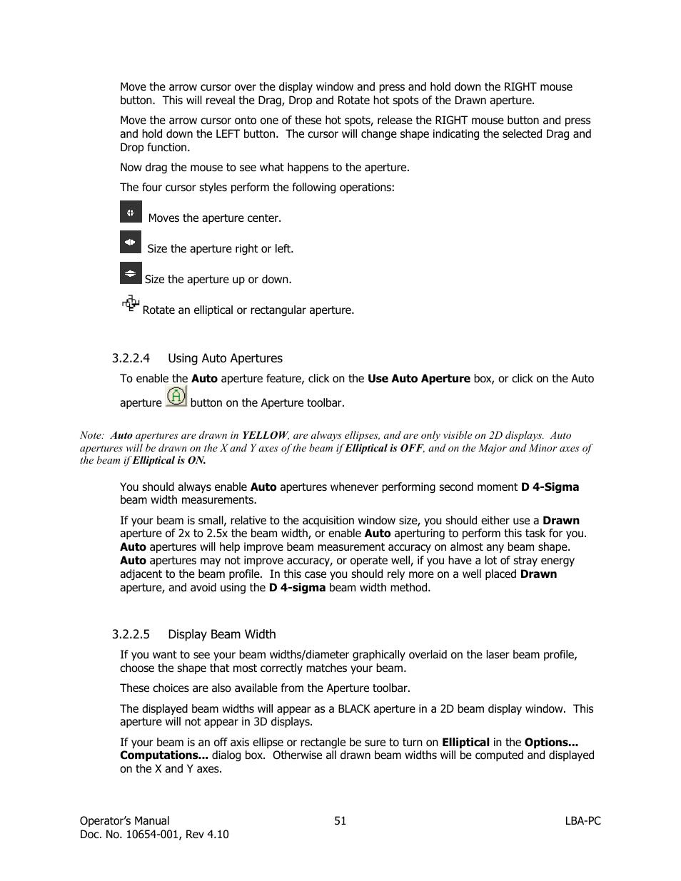 Using auto apertures, Display beam width | SIGMA LBA-708 User Manual | Page 51 / 281