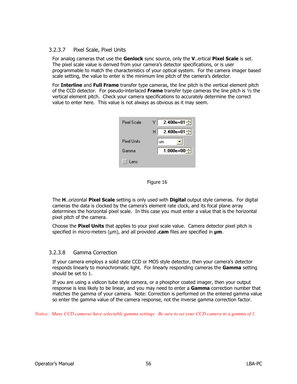 Pixel scale, pixel units, Gamma correction | SIGMA LBA-708 User Manual | Page 56 / 281