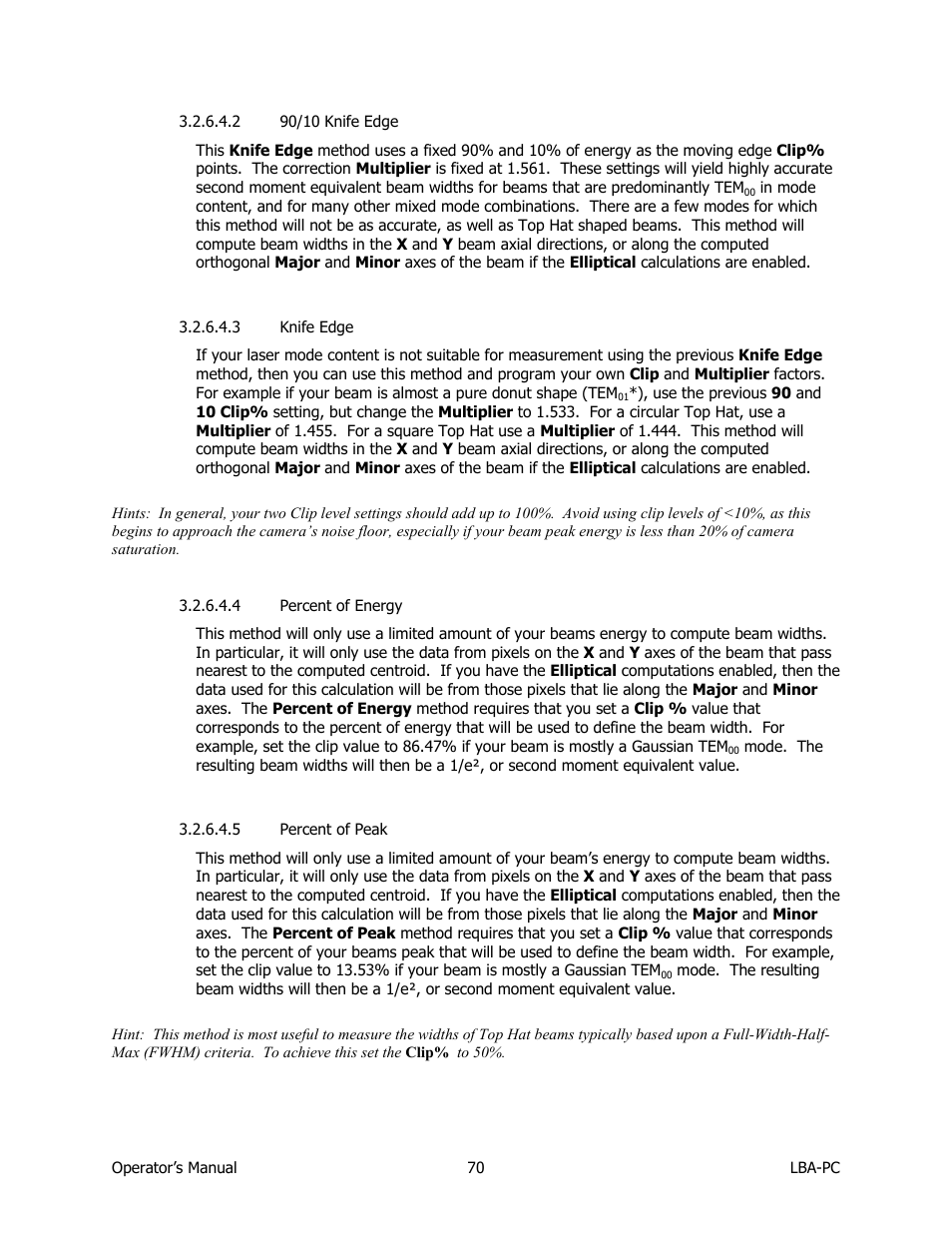 90/10 knife edge, Knife edge, Percent of energy | Percent of peak | SIGMA LBA-708 User Manual | Page 70 / 281