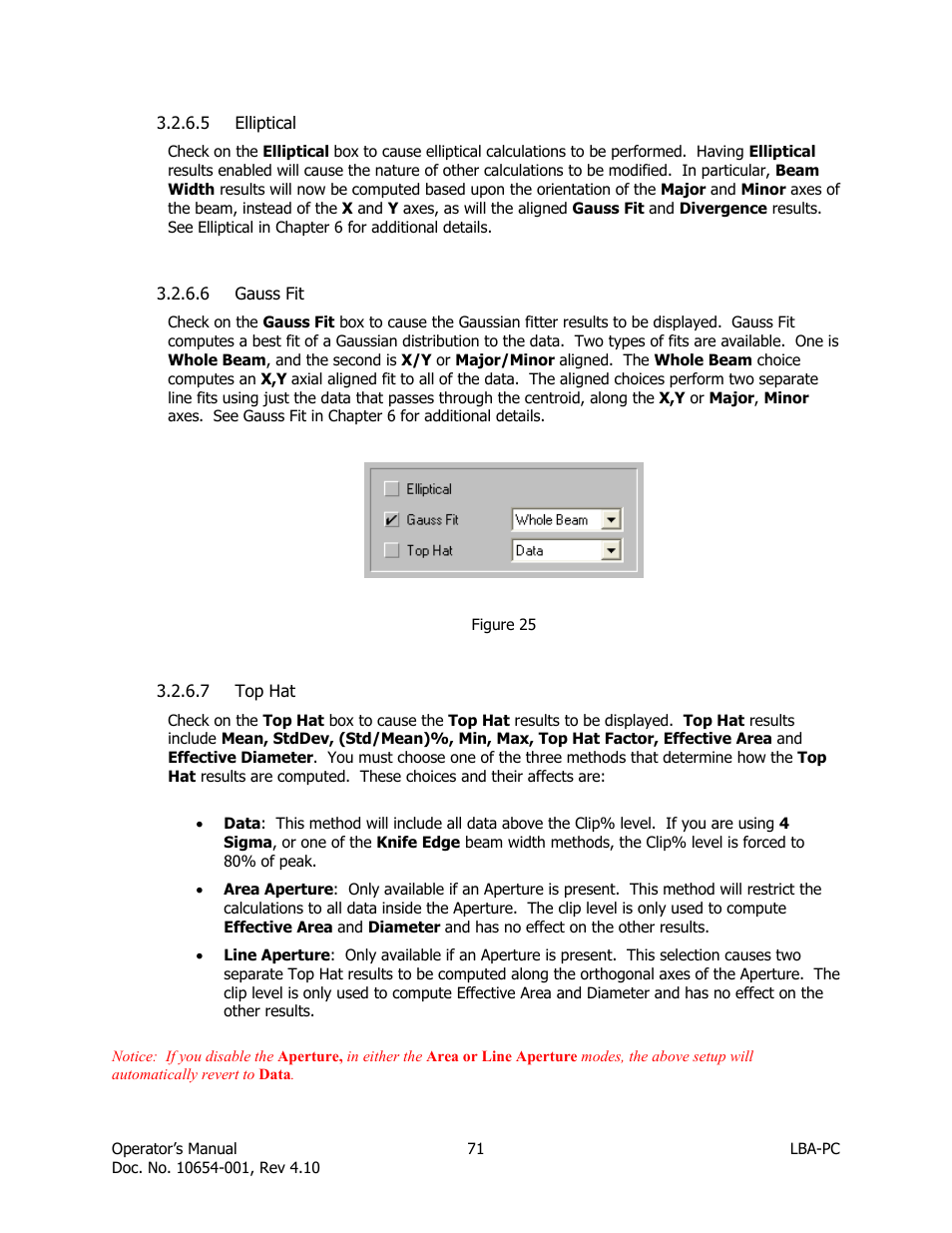 Elliptical, Gauss fit, Top hat | SIGMA LBA-708 User Manual | Page 71 / 281