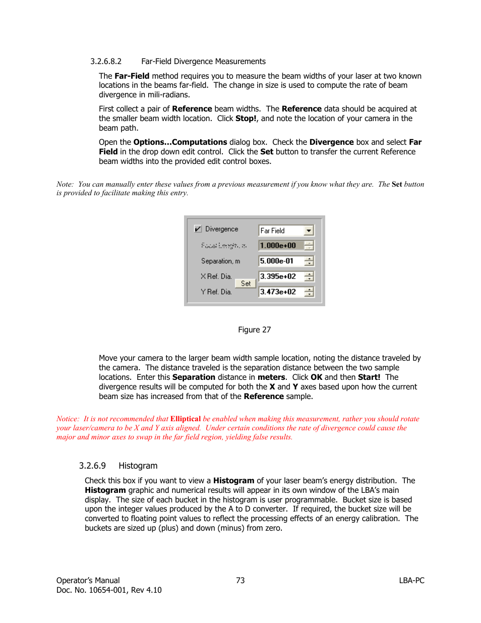 Far-field divergence measurements, Histogram | SIGMA LBA-708 User Manual | Page 73 / 281