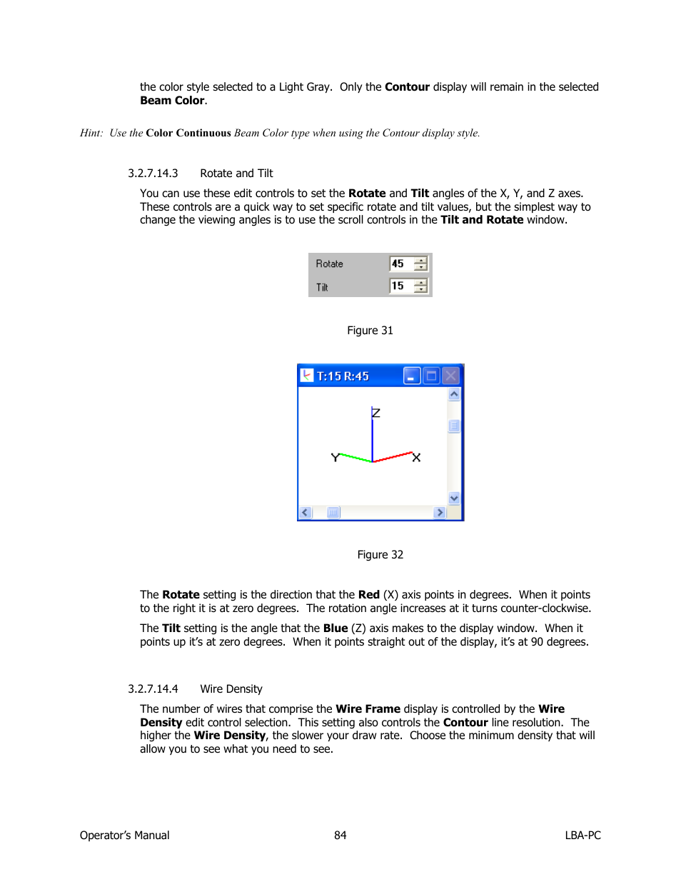 Rotate and tilt, Wire density | SIGMA LBA-708 User Manual | Page 84 / 281