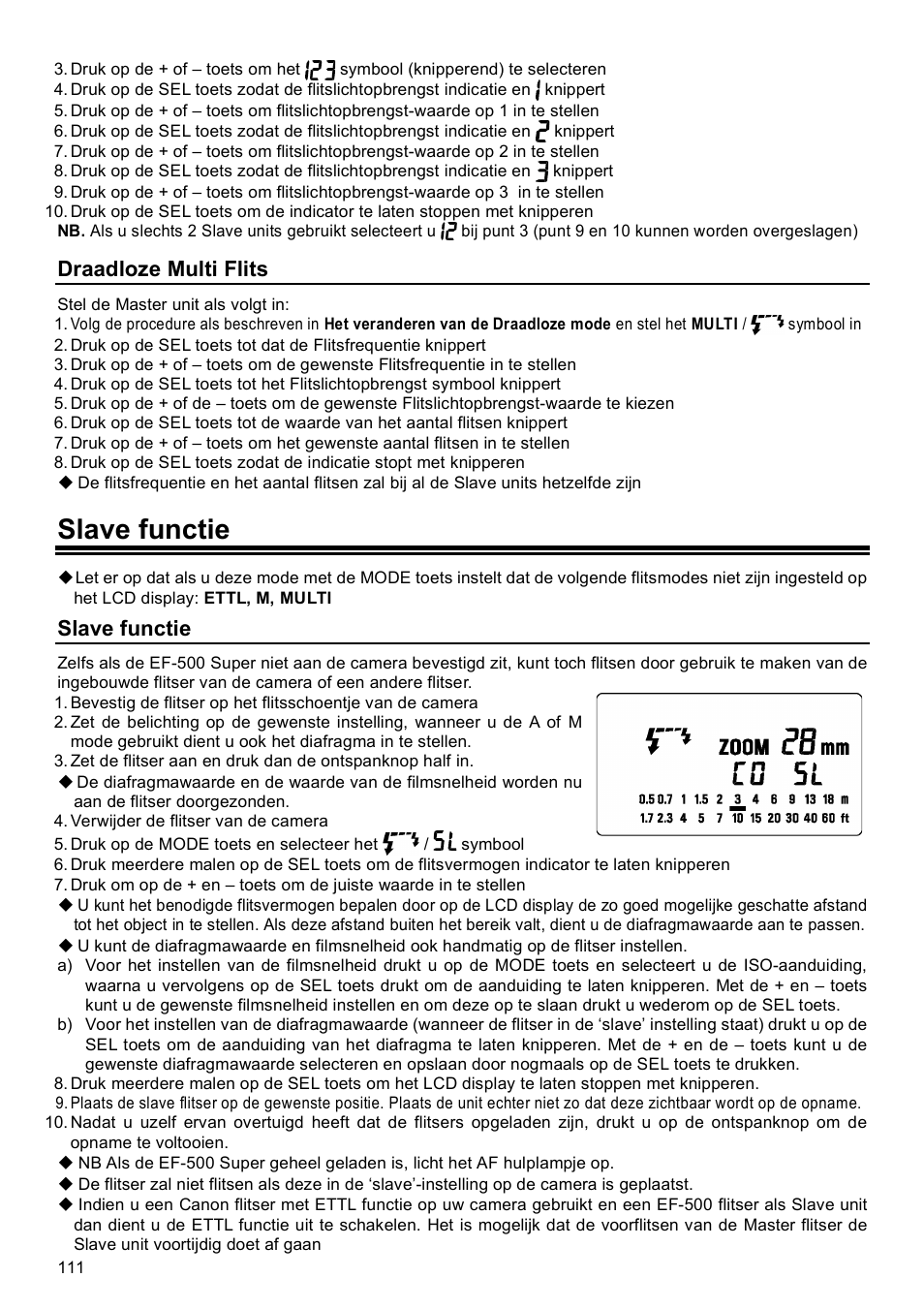 Slave functie, Draadloze multi flits | SIGMA EF-500 User Manual | Page 111 / 114