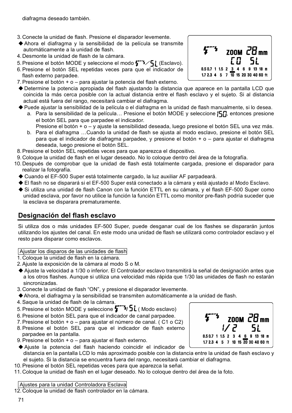 Designación del flash esclavo | SIGMA EF-500 User Manual | Page 71 / 114