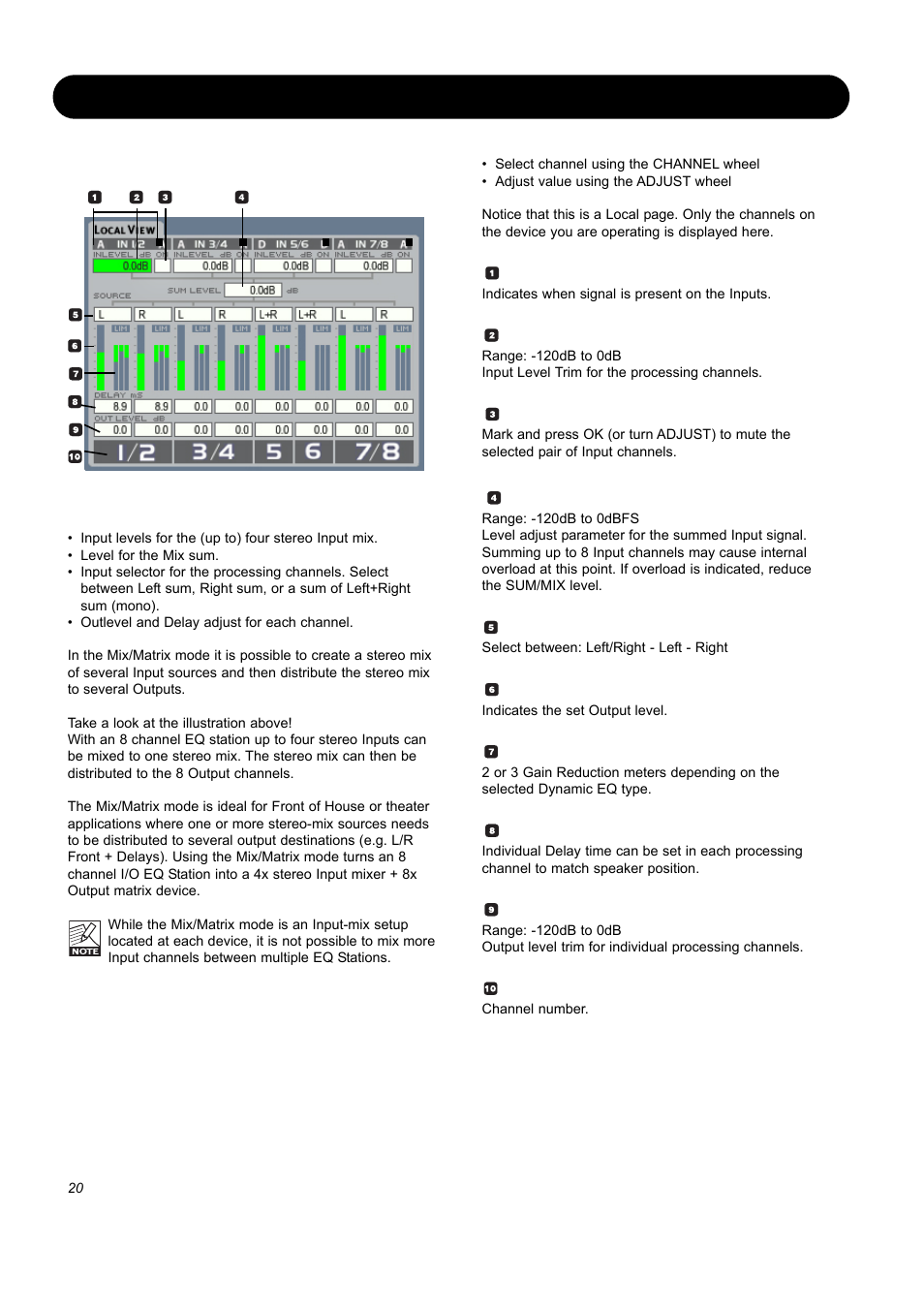 Local view, Mix matrix mode | SIGMA EQ Station User Manual | Page 22 / 49