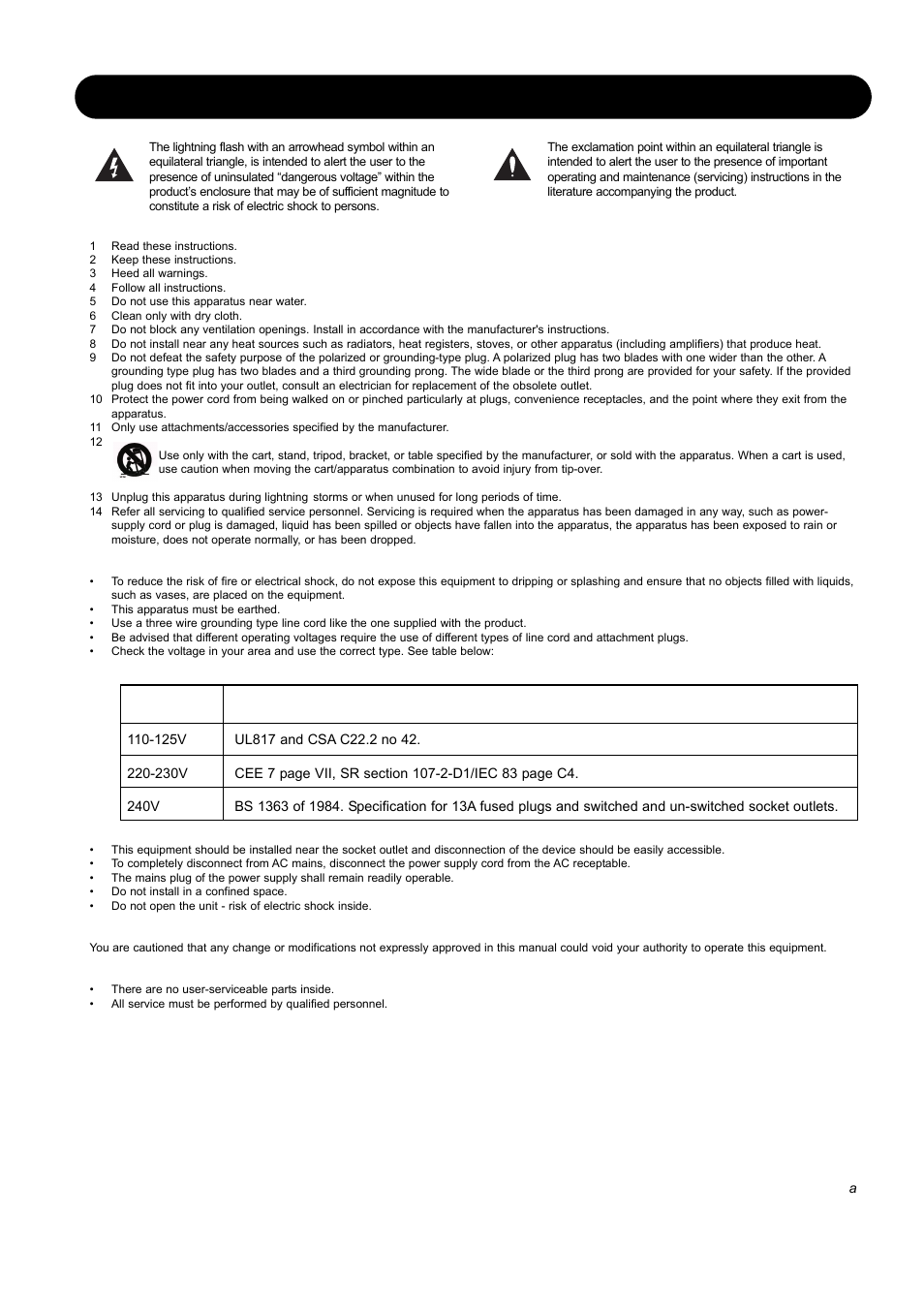 Important safety instructions | SIGMA EQ Station User Manual | Page 3 / 49