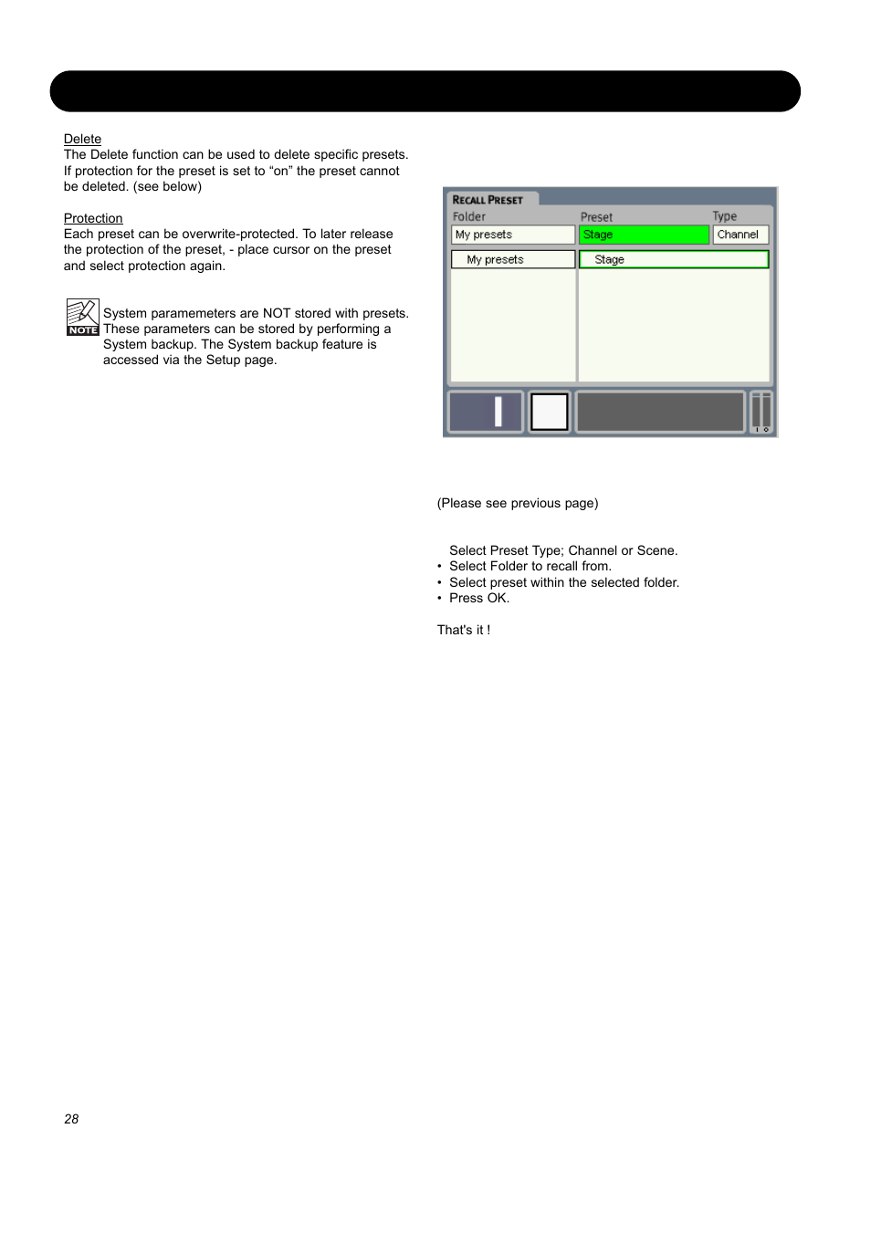 Handling presets - recall | SIGMA EQ Station User Manual | Page 30 / 49