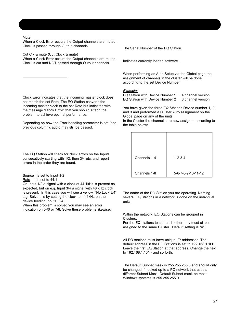 Setup page, Status indication, Network and device | SIGMA EQ Station User Manual | Page 33 / 49