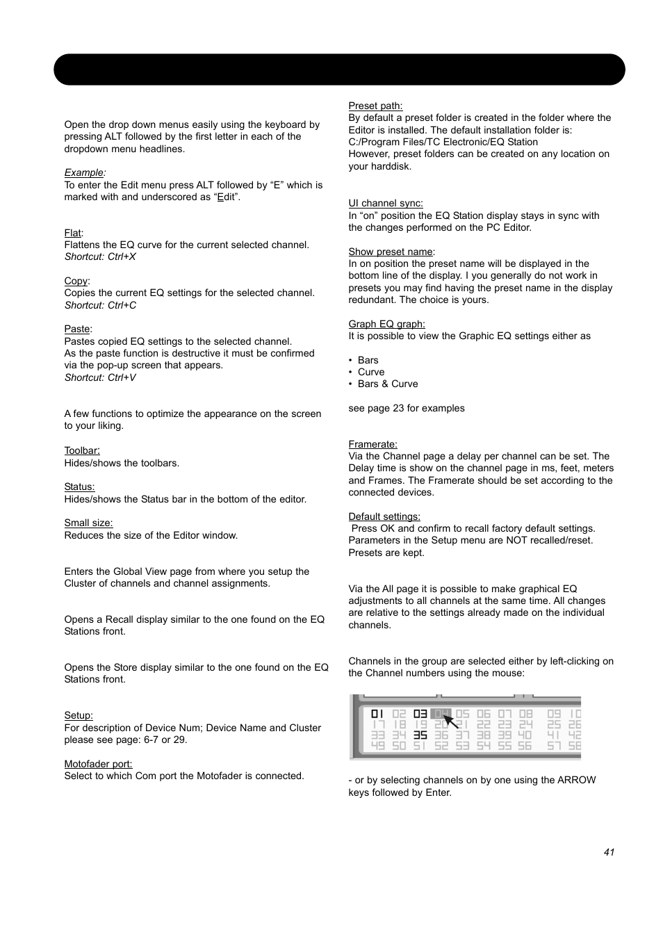 Virtual eq station, The drop down menus | SIGMA EQ Station User Manual | Page 43 / 49