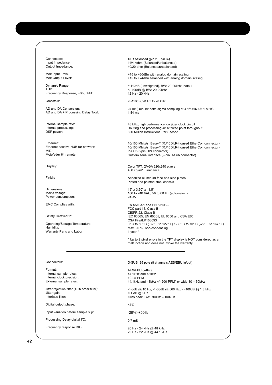 Technical specifications | SIGMA EQ Station User Manual | Page 44 / 49
