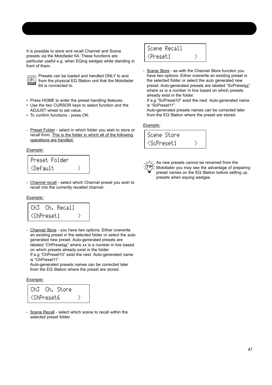 Motofader 64, Store/recall via motofader 64 | SIGMA EQ Station User Manual | Page 49 / 49