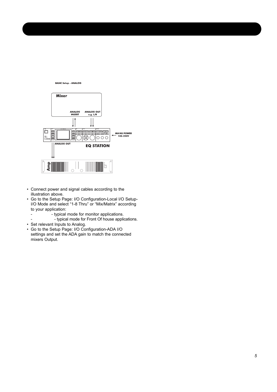 Quick setup reference, Basic analog setup - with a single eq station | SIGMA EQ Station User Manual | Page 7 / 49