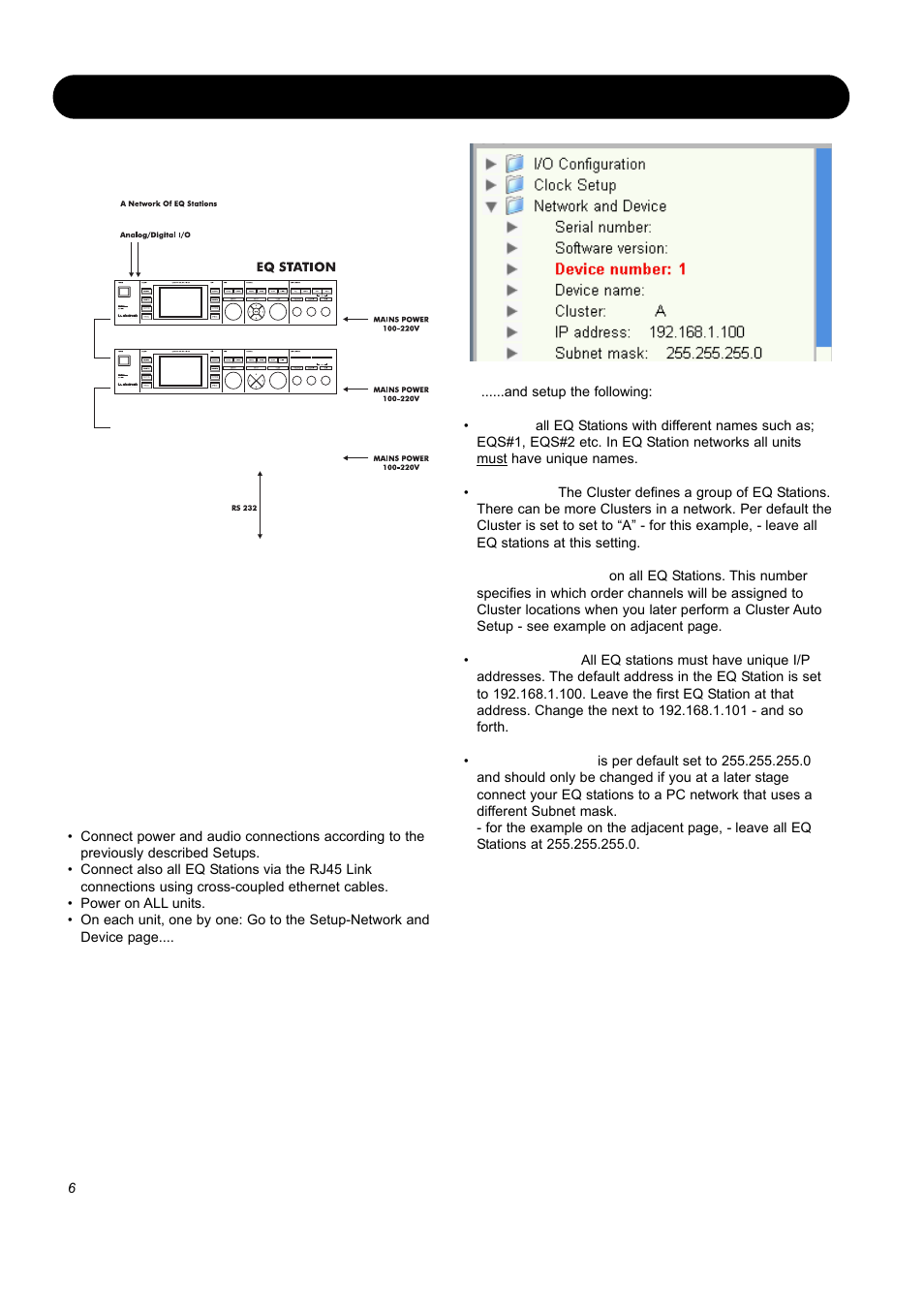 Quick setup reference, Important, Network of 2 or more eq stations | SIGMA EQ Station User Manual | Page 8 / 49