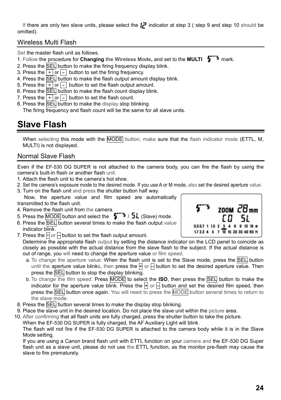 Slave flash, Wireless multi flash, Normal slave flash | SIGMA EF-530 User Manual | Page 11 / 12