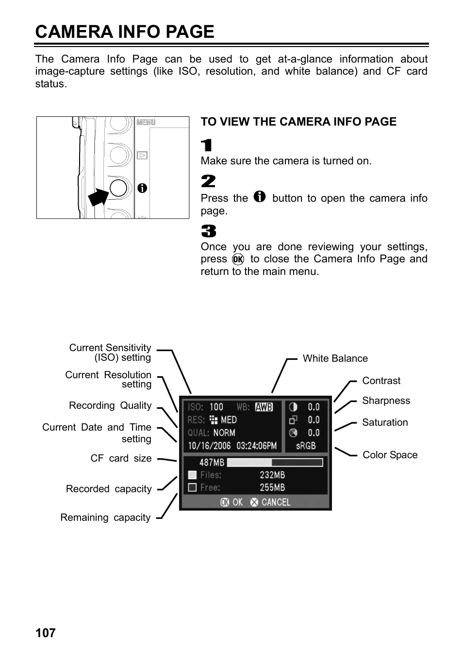 Camera info page | SIGMA SD14 User Manual | Page 108 / 124