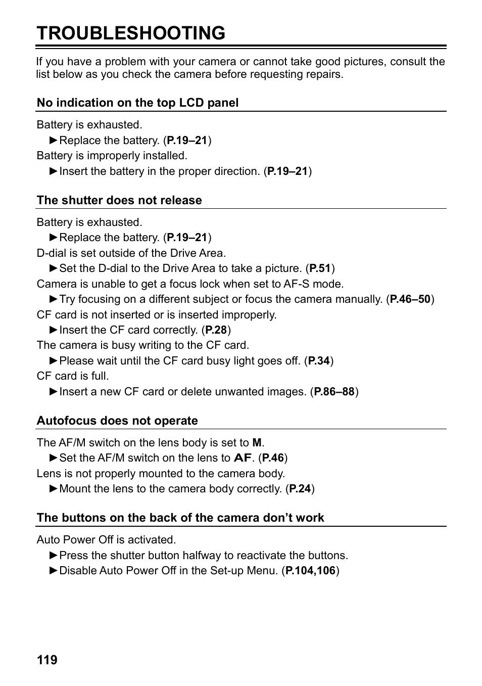 Troubleshooting | SIGMA SD14 User Manual | Page 120 / 124