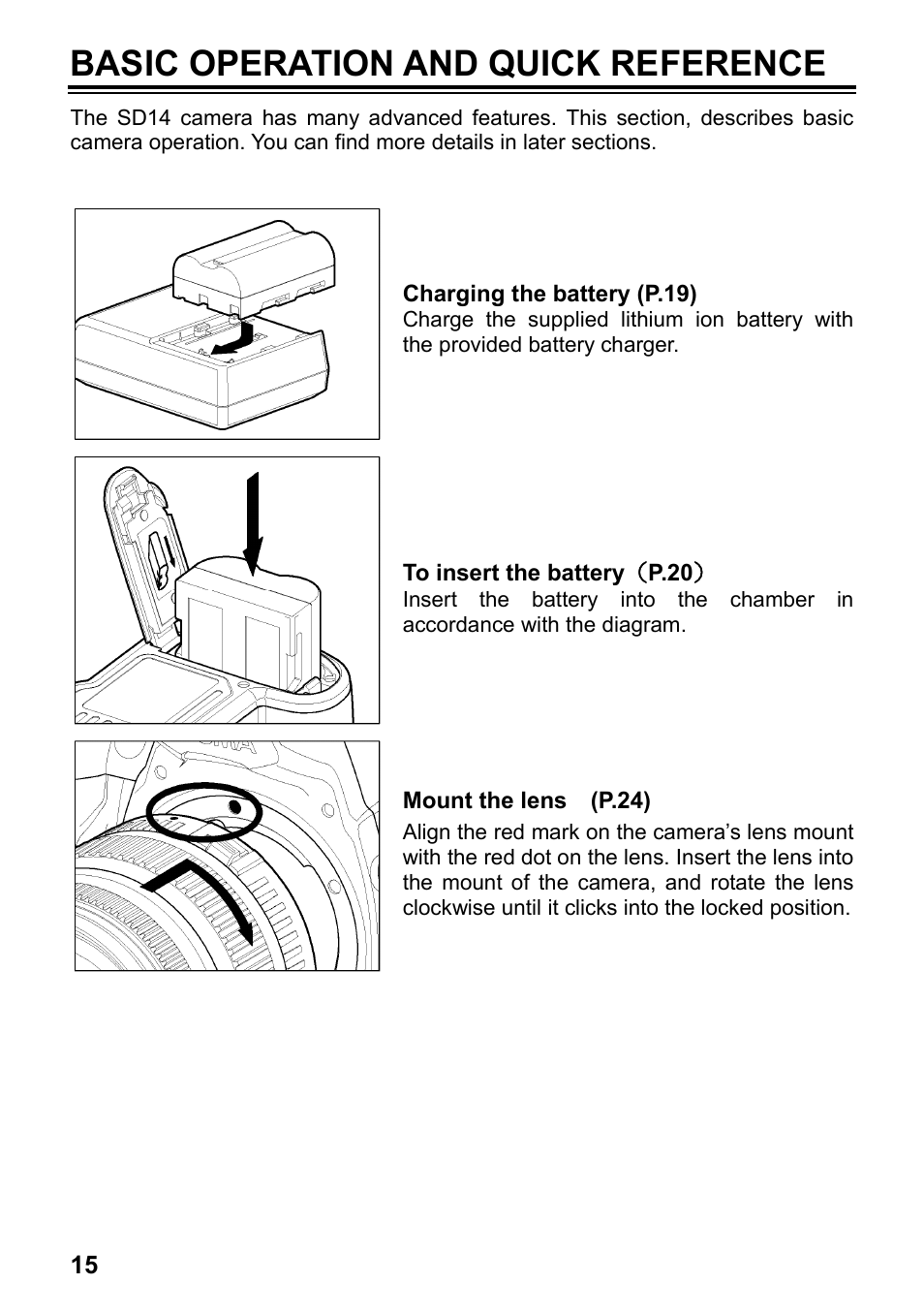 Basic operation and quick reference | SIGMA SD14 User Manual | Page 16 / 124