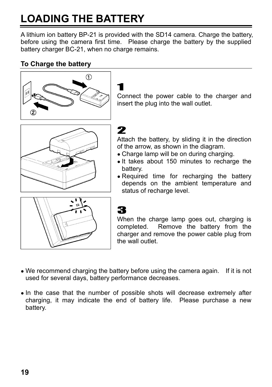 Loading the battery | SIGMA SD14 User Manual | Page 20 / 124