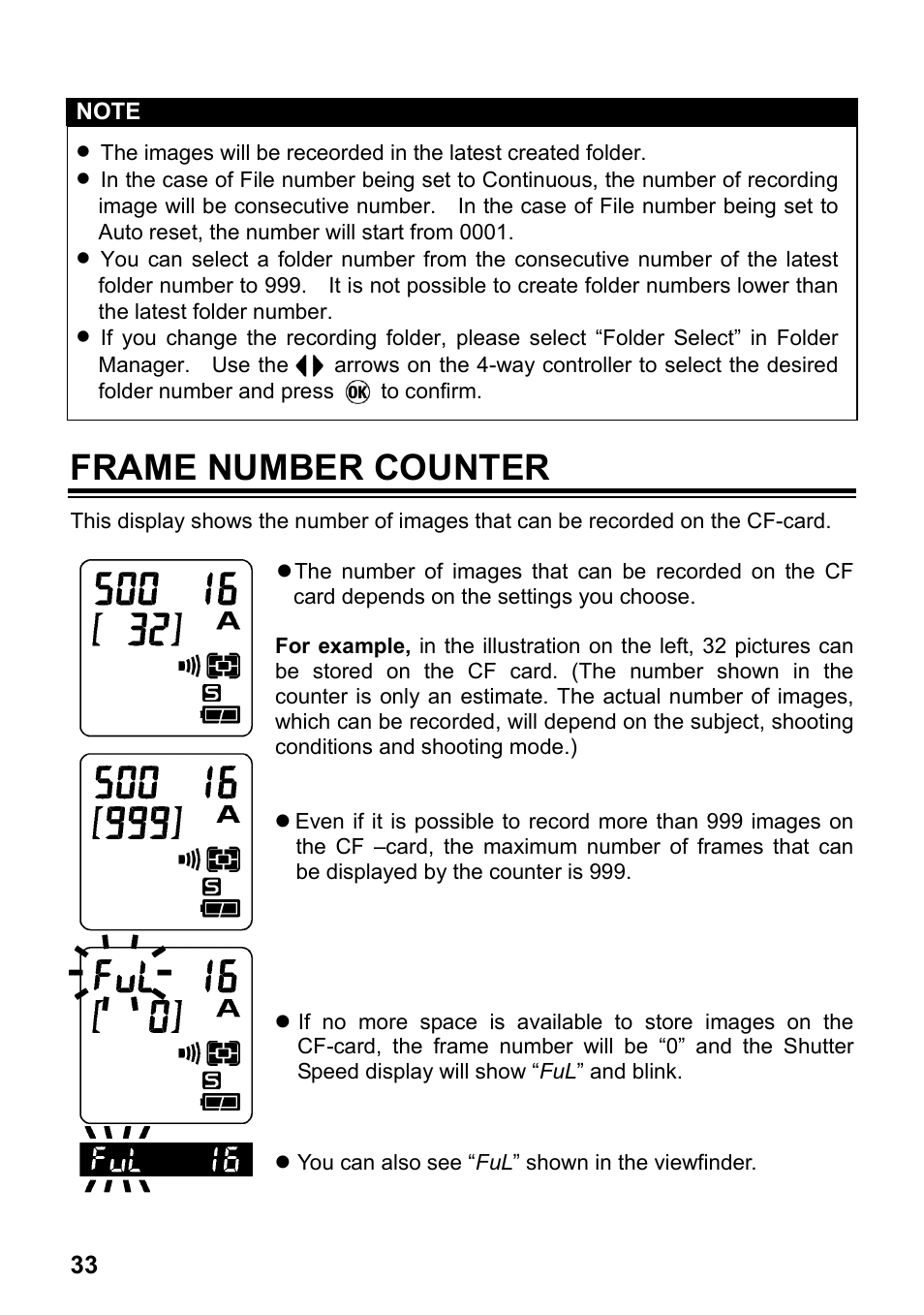 Frame number counter | SIGMA SD14 User Manual | Page 34 / 124