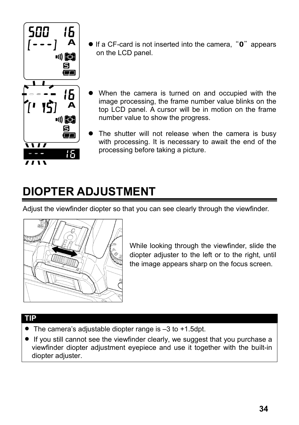 Diopter adjustment | SIGMA SD14 User Manual | Page 35 / 124