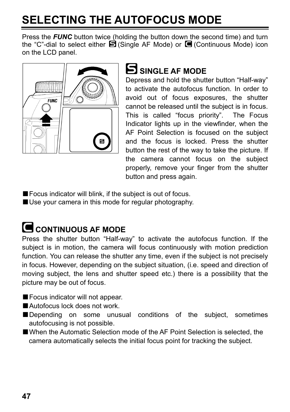 Selecting the autofocus mode | SIGMA SD14 User Manual | Page 48 / 124