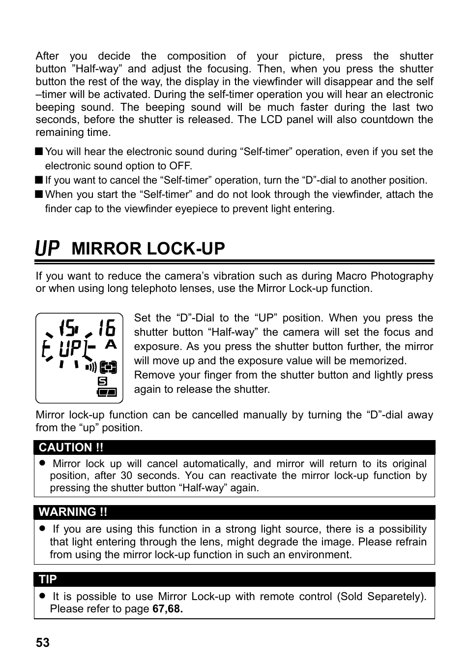 Mirror lock-up | SIGMA SD14 User Manual | Page 54 / 124