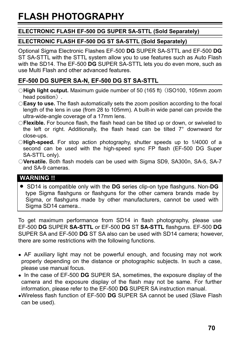 Flash photography | SIGMA SD14 User Manual | Page 71 / 124