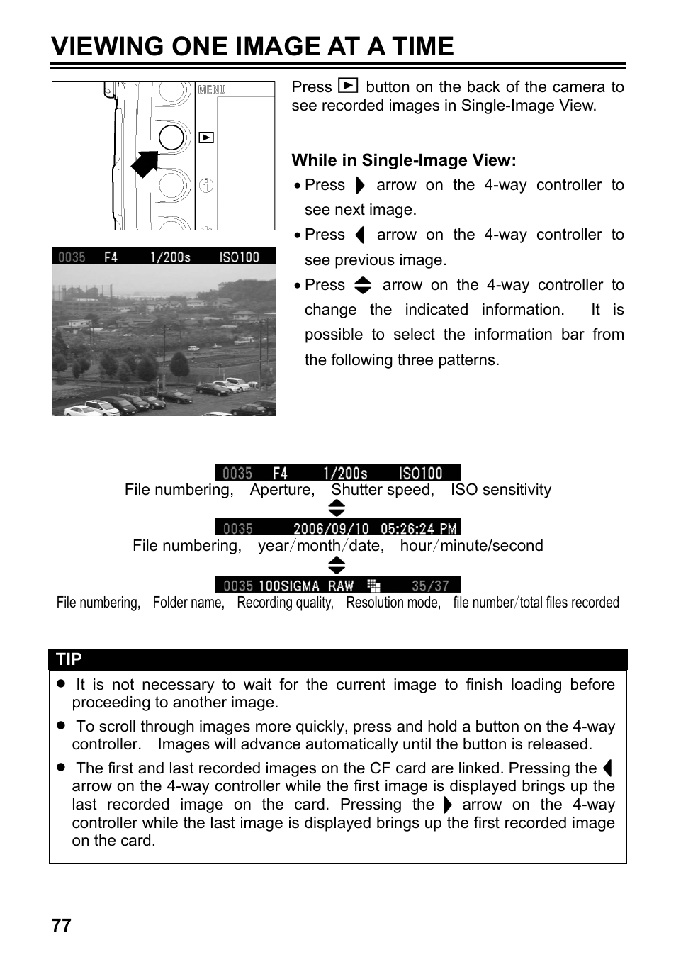 Viewing one image at a time | SIGMA SD14 User Manual | Page 78 / 124