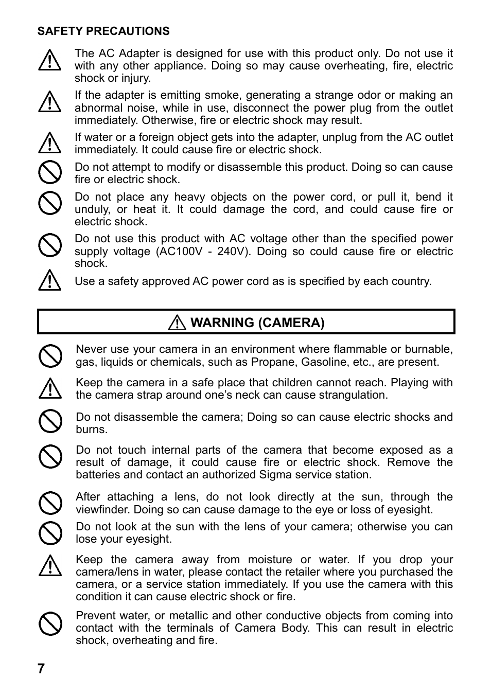 SIGMA SD14 User Manual | Page 8 / 124