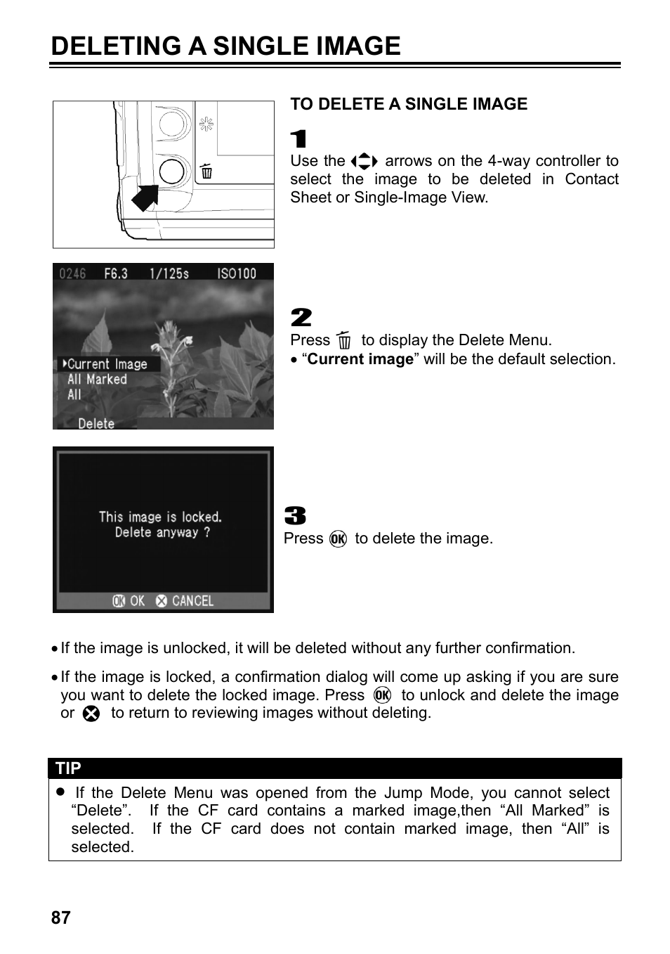 Deleting a single image | SIGMA SD14 User Manual | Page 88 / 124