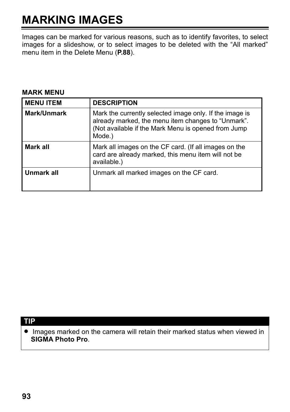 Marking images | SIGMA SD14 User Manual | Page 94 / 124