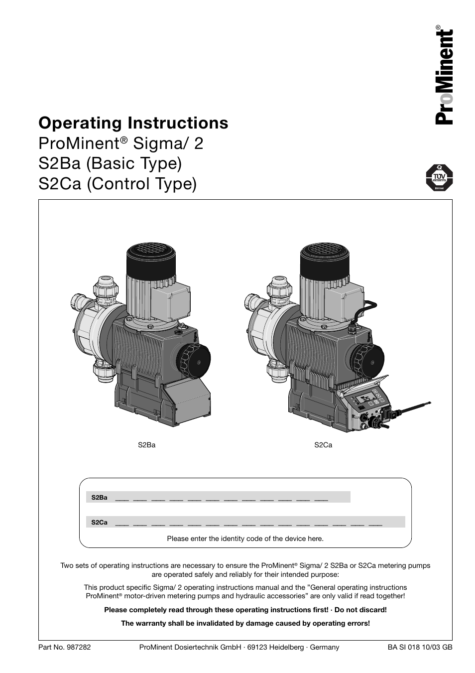 SIGMA S2Ba User Manual | 63 pages