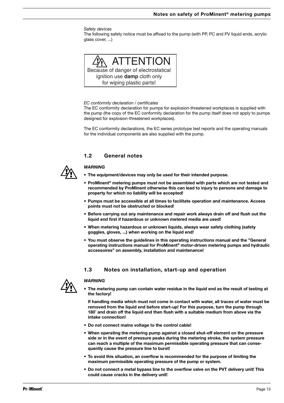 Attention | SIGMA S2Ba User Manual | Page 13 / 63