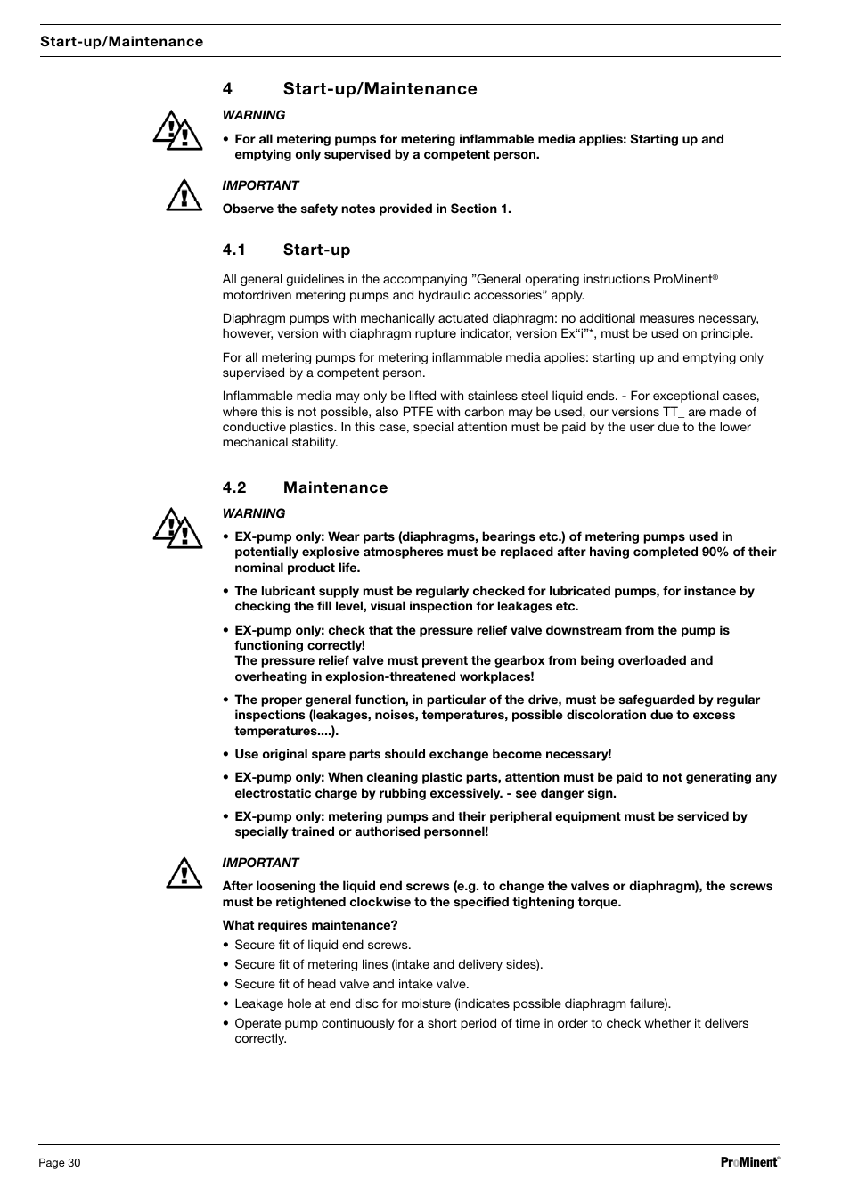 4start-up/maintenance | SIGMA S2Ba User Manual | Page 30 / 63