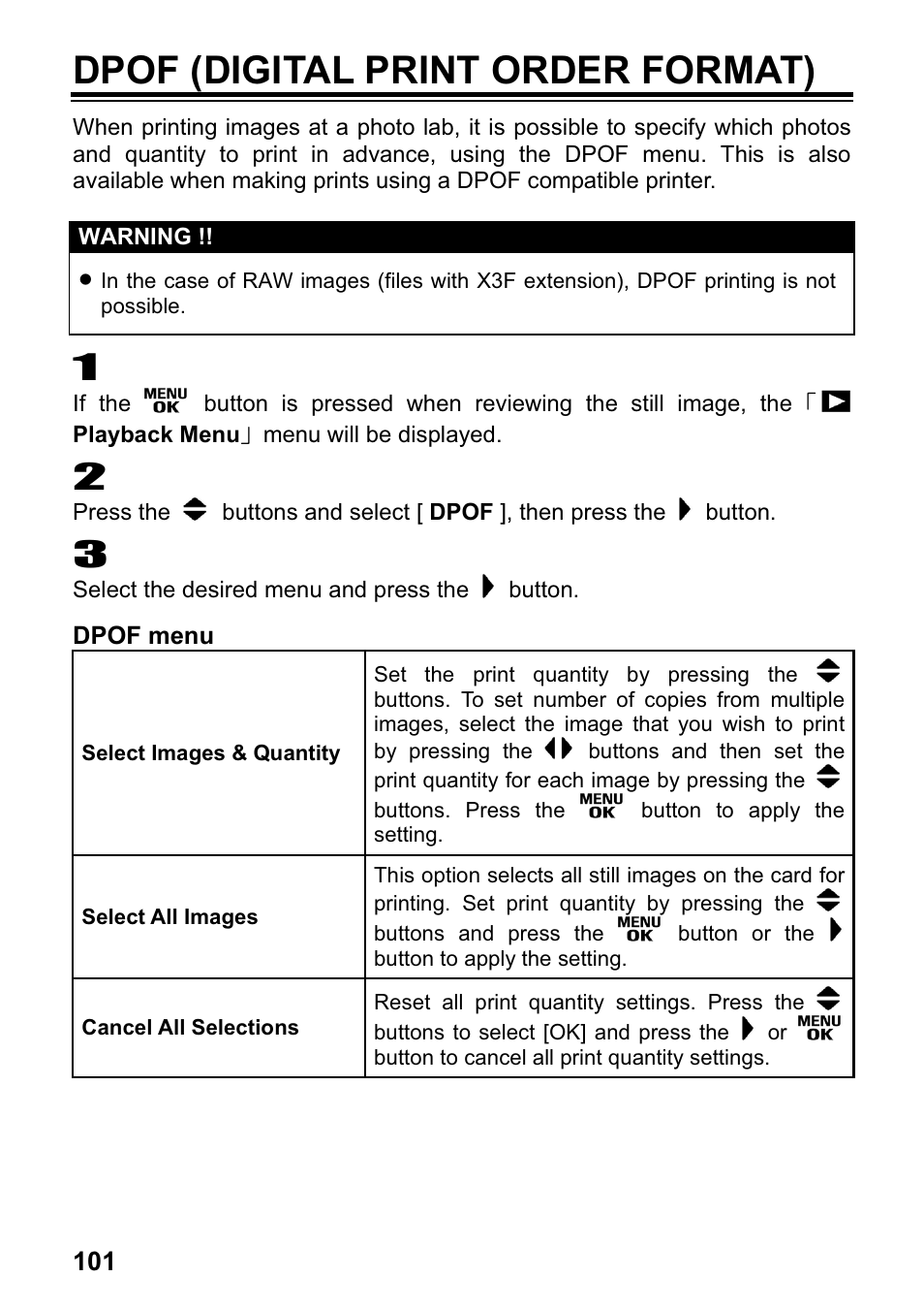 Dpof (digital print order format) | SIGMA DP1 User Manual | Page 102 / 112