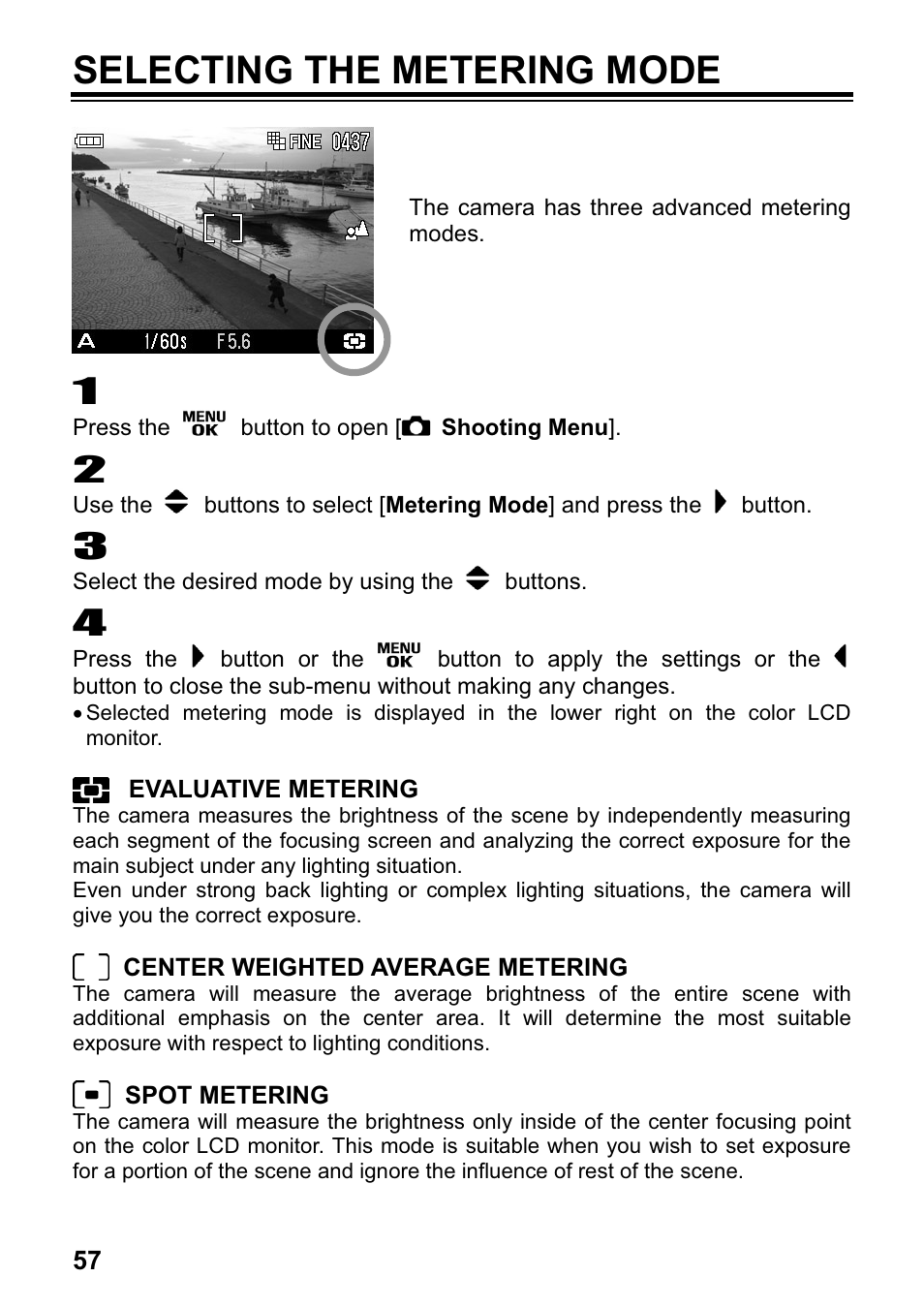 Selecting the metering mode | SIGMA DP1 User Manual | Page 58 / 112